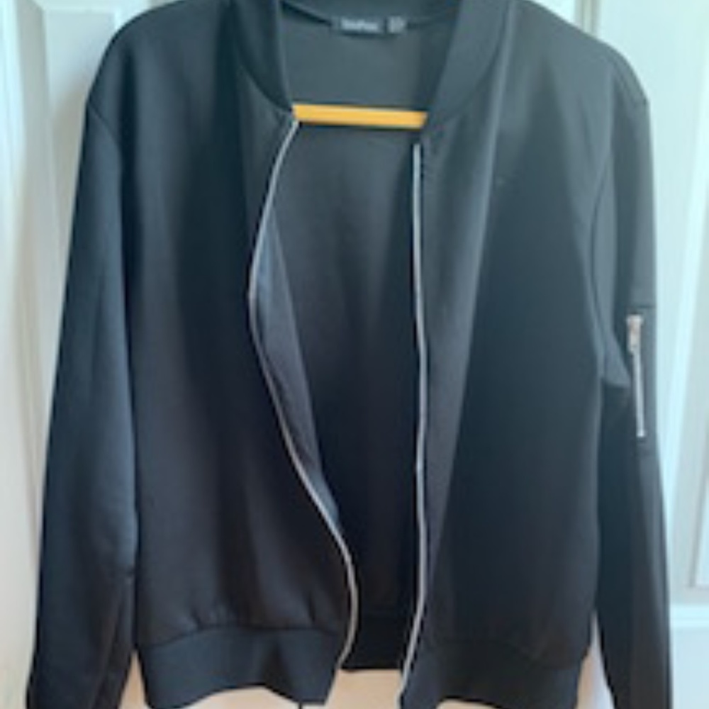 BOOHOO Black Bomber Jacket
